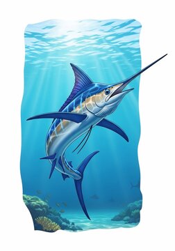 Oceanic Fury: A Swordfish's Sunlight Ascent