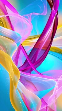 Colorful linen fabrics floating gracefully through the air, vertical video featuring soft textile motion, vibrant colors and elegant abstract design