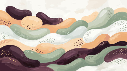 Abstract organic fluid shapes background with earthy tones and stippled texture. © Valdy