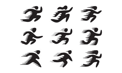Fototapeta premium Chinese and Japanese Calligraphy Style Flying Bird Silhouette Vector Illustration with Black Feather Wings Wildlife Animal Symbol Design Set