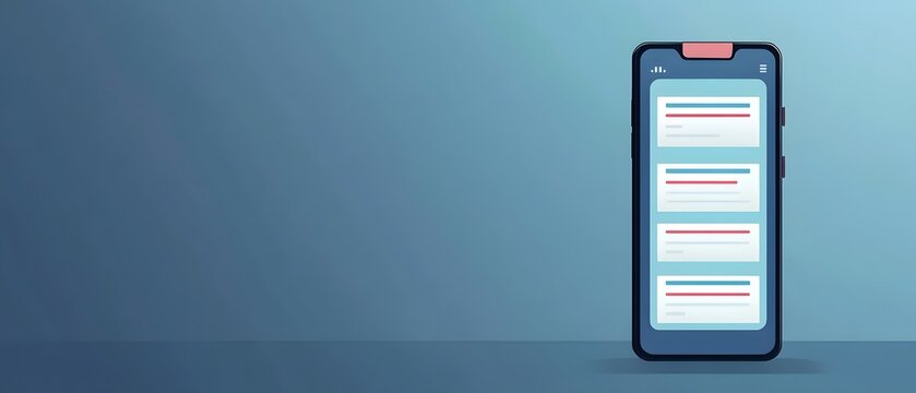 A modern smartphone displaying a user-friendly interface on a blue background, showcasing innovative application features for enhanced user experience and engagement.