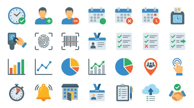 Business and Human Resources Management Icon Set