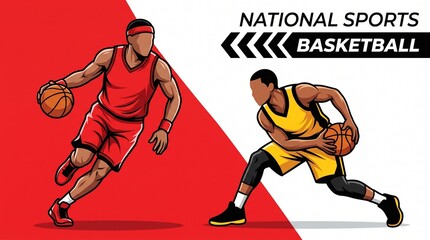 vector athlete sport basketball concept celebrating national sports day. basketball sport sports background. Male basketball player. Template design for national basketball game event