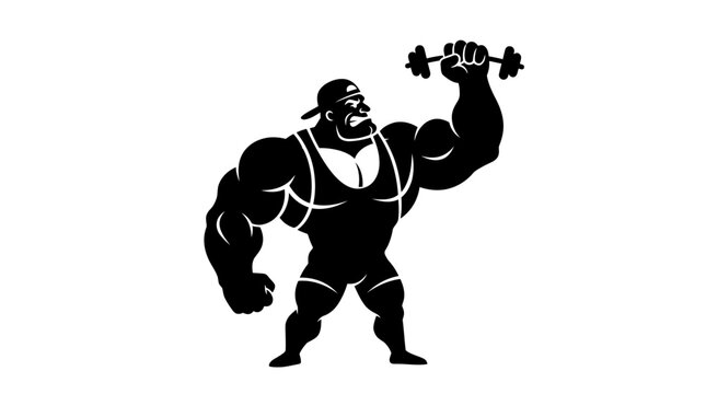 Muscular man lifting dumbbell weight.