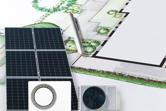 Kombination von W&auml;rmepumpe, Klimager&auml;t f&uuml;r hei&szlig;e Sommertage und als Zusatzheizung im Winter und Photovoltaikanlage
