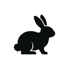 Fototapeta premium Black Silhouette of a Rabbit with Long Ears.