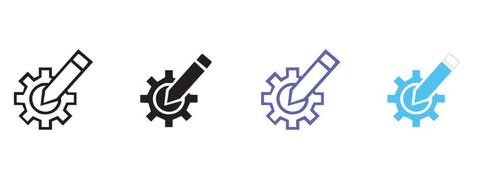 Gear and pencil settings icon design set
