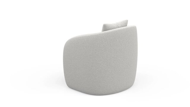 Modern boucle armchair on white background