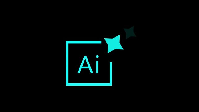 Clean Modern AI Design Icon Featuring Glowing Shine Effect for Digital Creativity. 4k videos