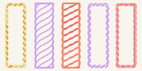 twisted rope frames hand drawn colorful simple style illustration vector pattern border frame twist stripes playful composition design graphic element artwork © Ella