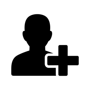 Add new user profile icon silhouette with plus symbol.