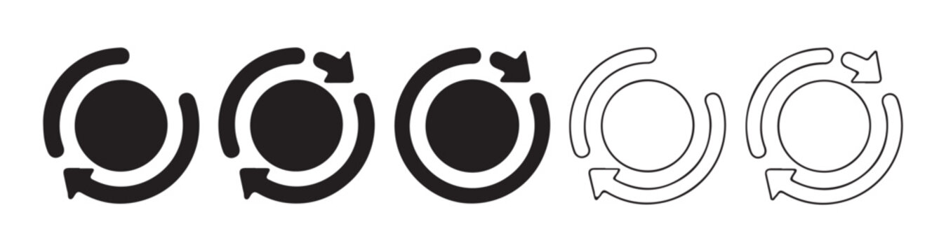 Circular arrows with dots, refresh loop, cycle icon, rotation, repeat, turnaround, update, system, process, vector.