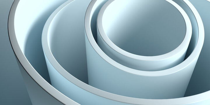 Curved pale blue paper spiral abstract background for minimalist design and modern wallpaper .3d render