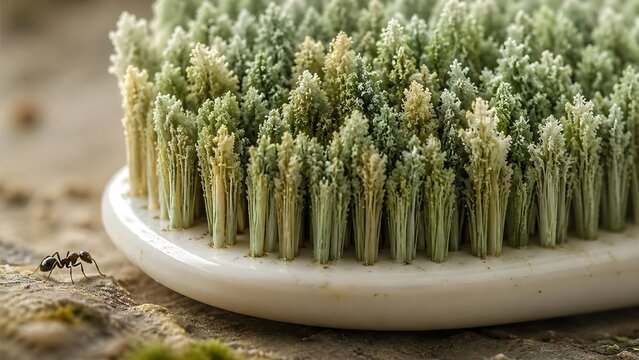 Close up of fresh microgreens sprouting on white plate with natural light
