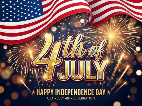 Happy independence day fourth of july celebration with american flag