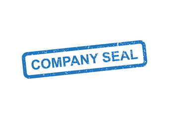 Obraz premium Blue company seal stamp with text illustration