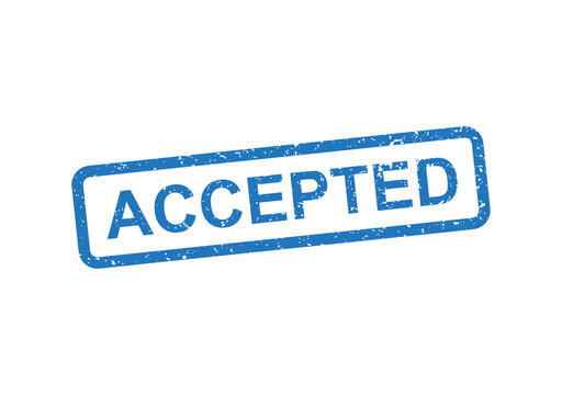 Blue accepted stamp with text illustration