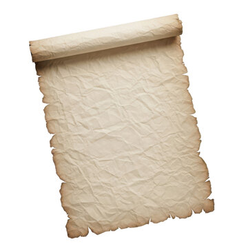 Old parchment paper scroll with rough edges for vintage document or message Isolated