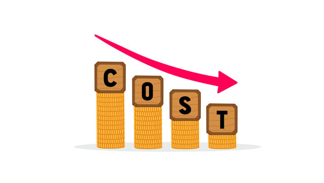 concept cost reduction business with wooden blocks cost text
