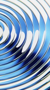 Vertical blue glass reflection loop background with pastel curved rings