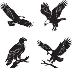 Fototapeta premium Majestic Eagle Silhouettes in Flight and Perched Poses