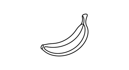 Single banana illustration outline, simple fruit drawing, healthy food icon, white background © budi