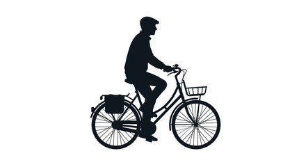 Obraz premium Man Riding a Bicycle Silhouette Profile.
