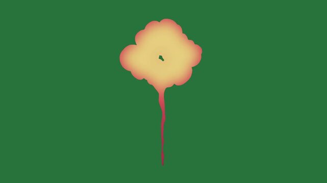 White border and screen red dot heart flowers flower an orange isolated on green screen background