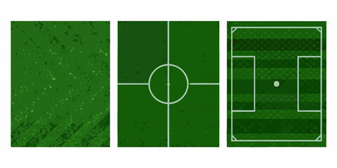 soccer field texture in minimalist vector style football pitch sports ground art design pattern green grass lines goal area center circle © Mritun