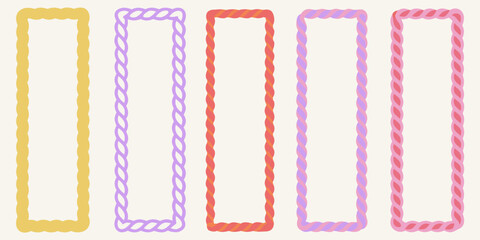rectangular rope frames hand drawn colorful twisted lines border frame illustration vector simple playful composition design graphic element pattern decoration artwork © Mritun