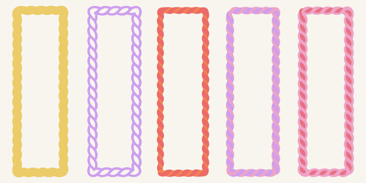 rectangular rope frames hand drawn colorful twisted lines border frame illustration vector simple playful composition design graphic element pattern decoration artwork