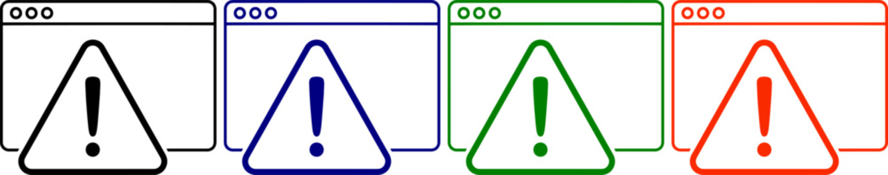 Warning triangle alert sign inside web browser window for error or danger notification on screen