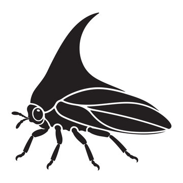 Treehopper Insect Silhouette Illustration with Detailed Shape