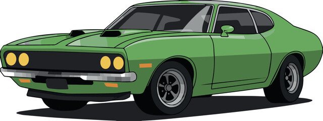 car retro coupe green classic car vector poster print design © AIcon Vector