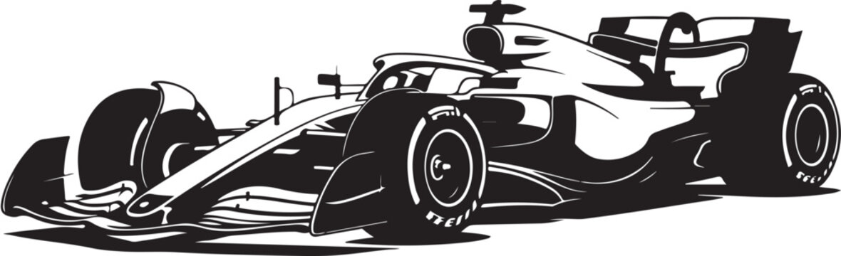 racecar line art formula1 racing car top view technical vector