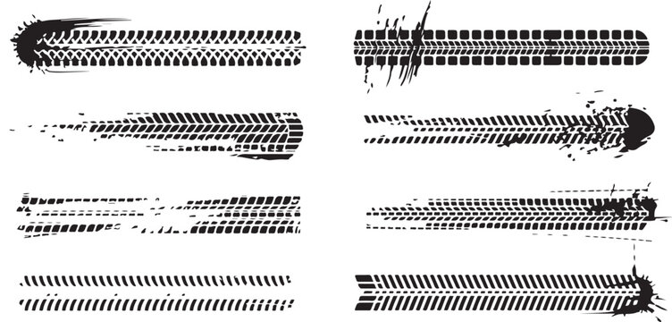 tire track grunge vector set tread imprint illustrations