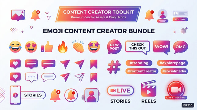 Emoji content creator bundle for social media posts