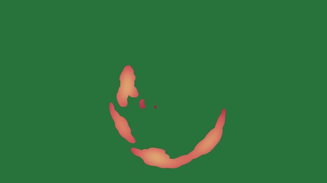 White border and screen red circle fire clock isolated on green screen background