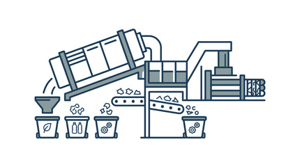 Obraz premium Industrial Waste Sorting Machine Vector Illustration