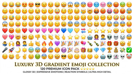 Luxury 3d gradient emoji collection for digital design © Zara