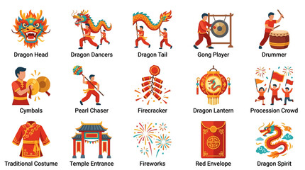 Fototapeta premium Chinese New Year Celebration Icon Set