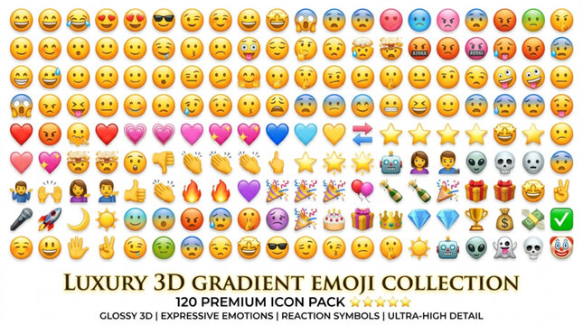 Luxury 3d gradient emoji collection for digital design