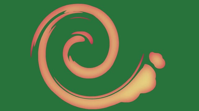 White border and screen red dot circle an orange spiral the number 9 isolated on green screen background