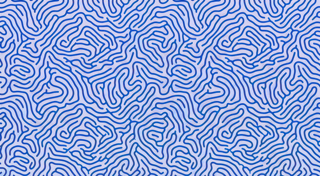 Abstract blue and light blue organic maze pattern