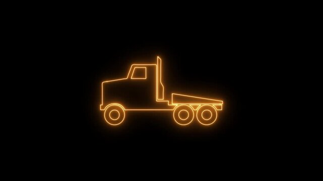 Truck neon icon 4K video animation	