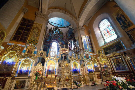 Church Interior with Golden Iconostasis