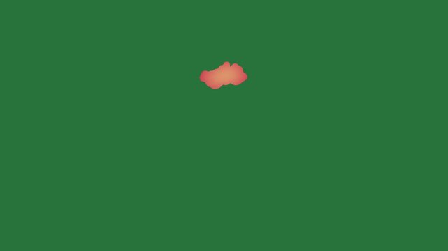 White border and red heart on flower an apple screen it isolated on green screen background
