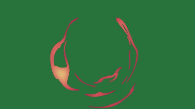 White border and screen picture of face red bird circle man ' s an image lines fire isolated on green screen background
