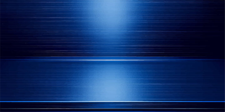 Abstract Blue Brushed Metal Background with Linear Steel Texture, Metallic Silver Lines and Modern Abstract Wallpaper Design