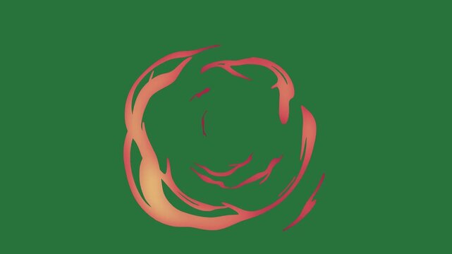 White border and red circular design screen arrow circle eyes bird isolated on green screen background